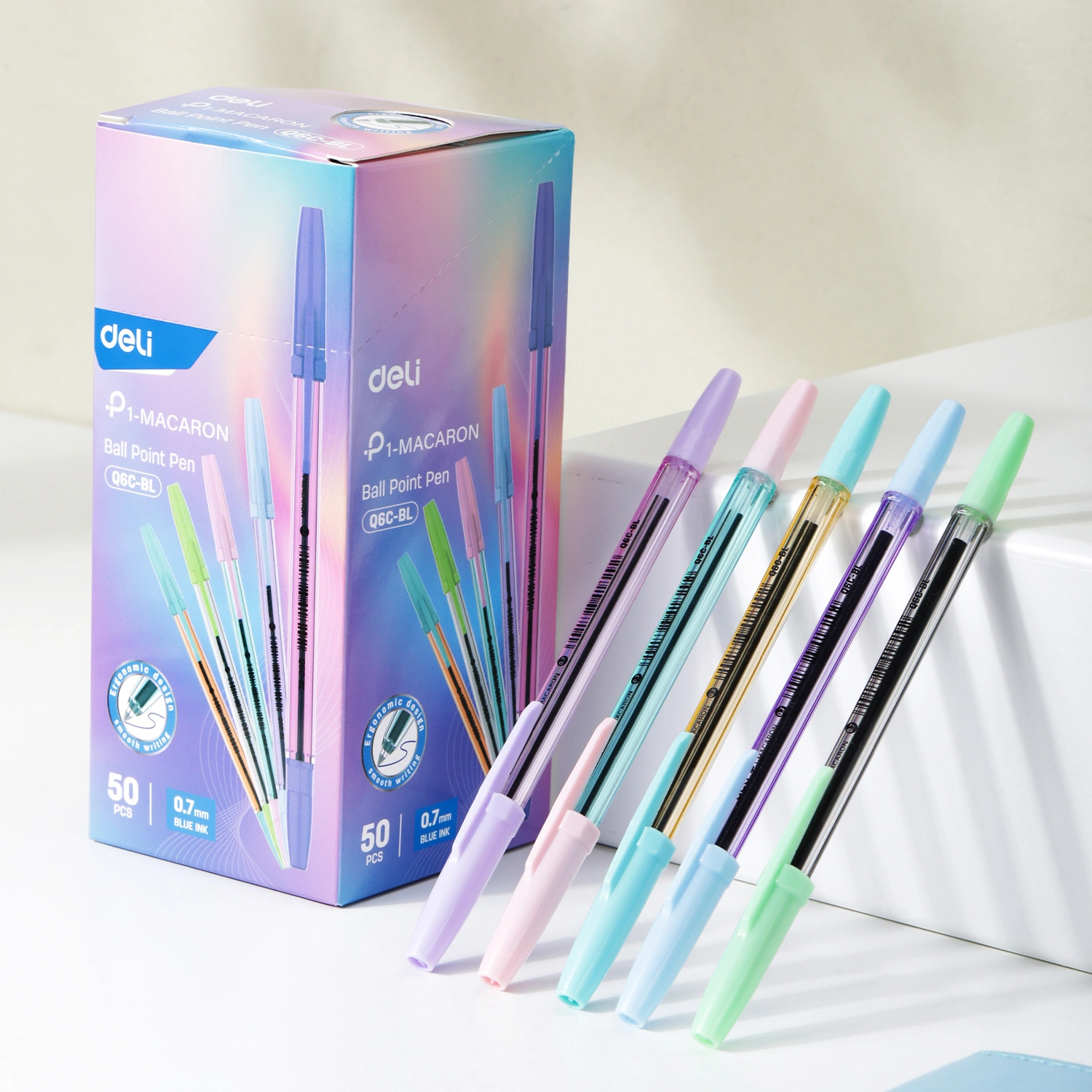 EQ6C-BL (9) ديلي قلم حبر جاف - بدن ملون 0.7mm - أزرق EQ6C-BL