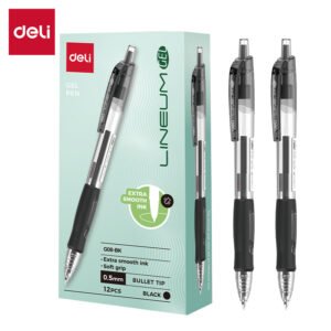 ديلي قلم حبر جل كباس - بدن شفاف - قبضة مطاط - 0.5mm - أسود EG08-BK