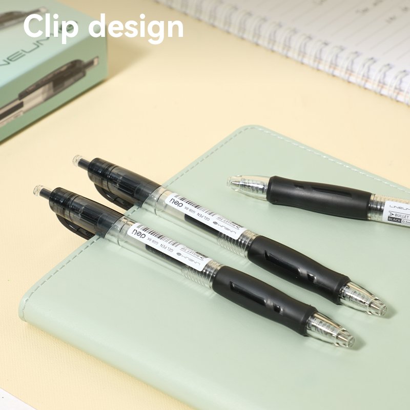 ديلي قلم حبر جل كباس - بدن شفاف - قبضة مطاط - 0.5mm - أسود EG08-BK