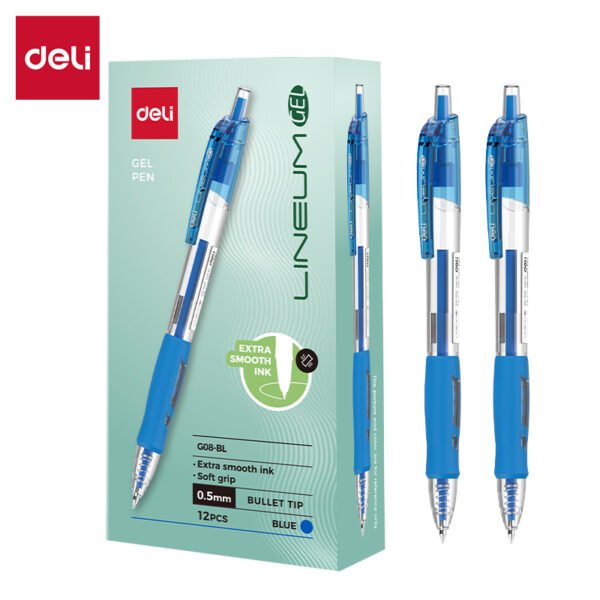 ديلي قلم حبر جل كباس - بدن شفاف - قبضة مطاط - 0.5mm - أزرق EG08-BL