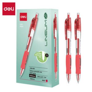 ديلي قلم حبر جل كباس - بدن شفاف - قبضة مطاط - 0.5mm - أحمر EG08-RD