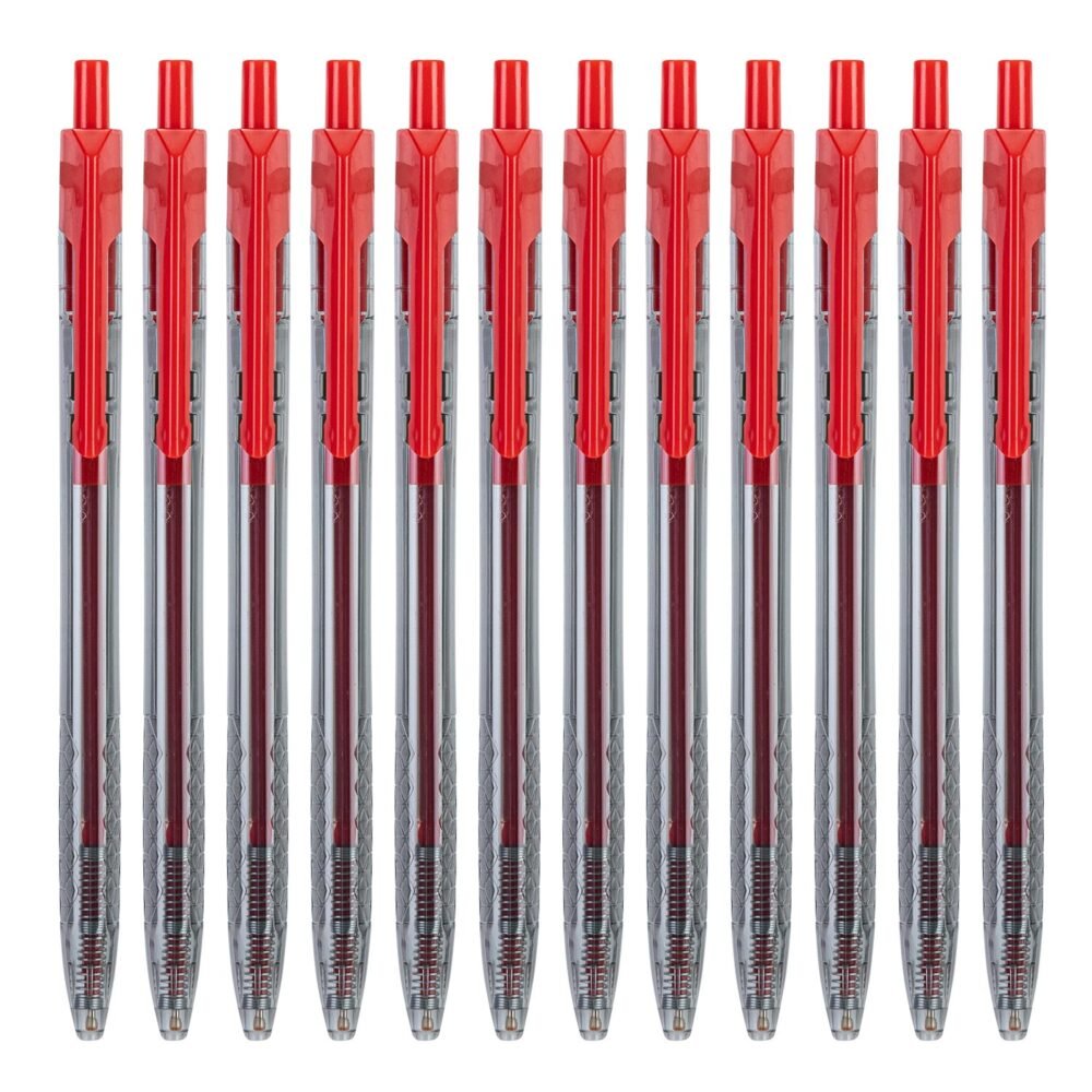 ديلي قلم حبر جاف كباس - بدن شفاف - 0.7mm - أحمر EQ01340