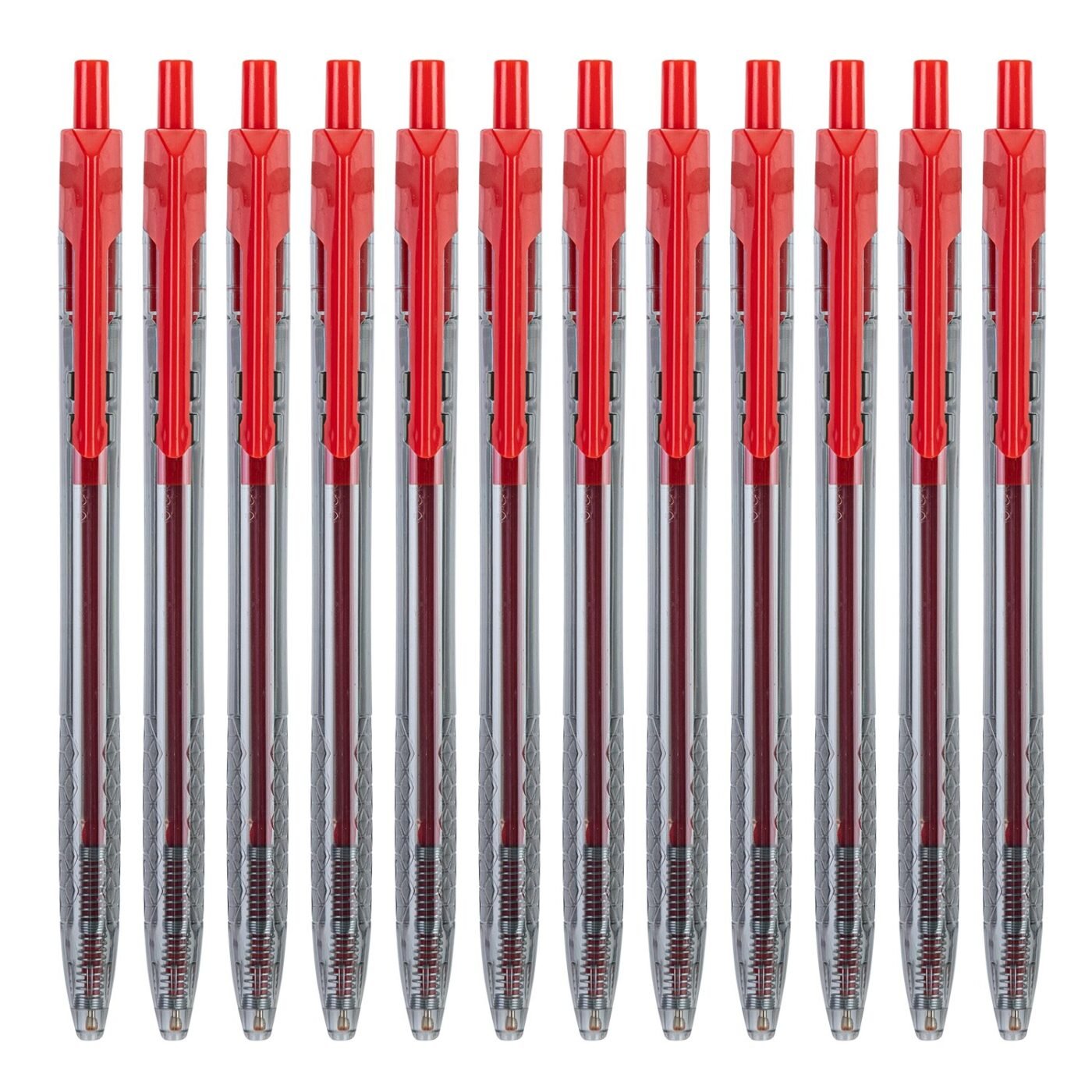 ديلي قلم حبر جاف كباس - بدن شفاف - 0.7mm - أحمر EQ01340