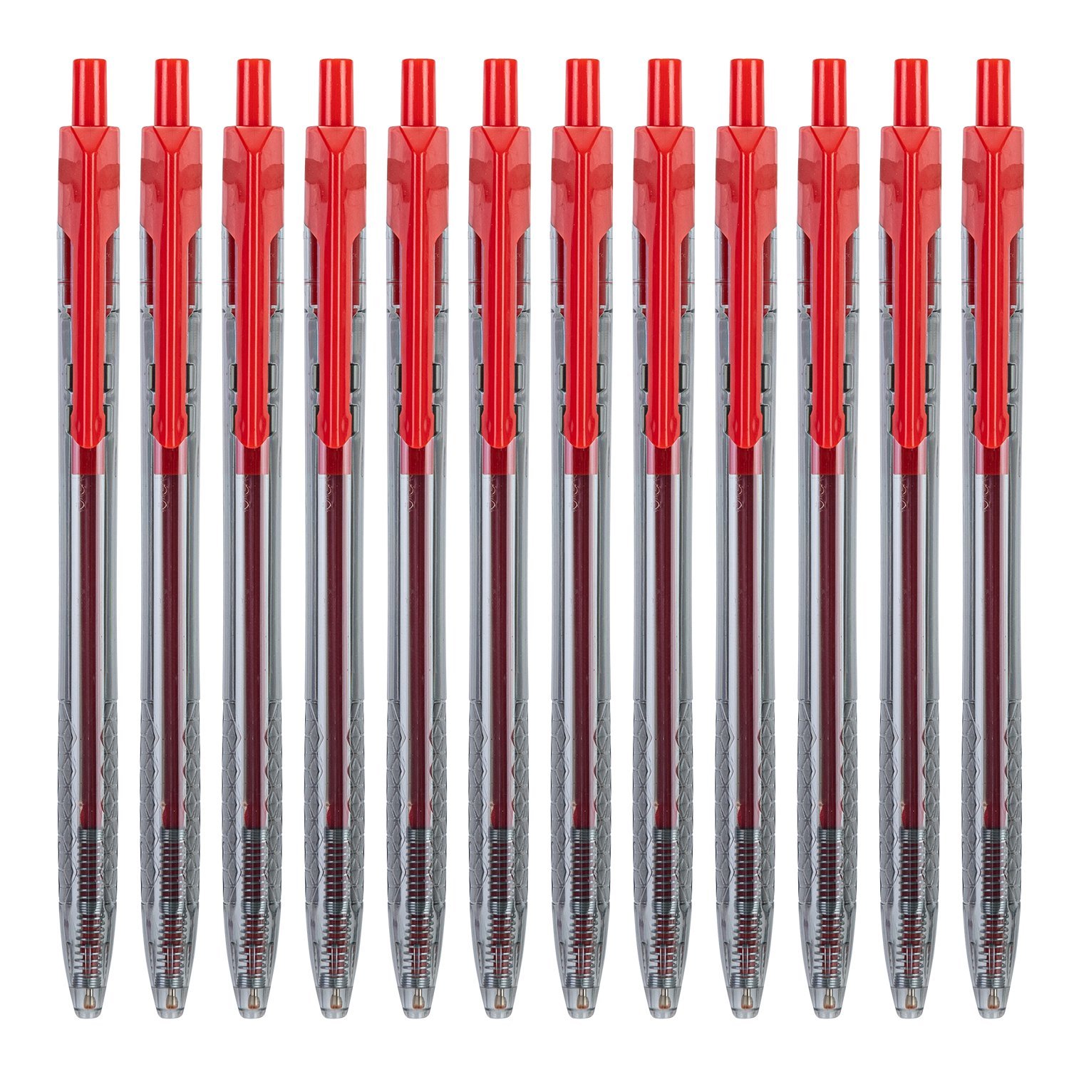 EQ01340 (1) ديلي قلم حبر جاف كباس - بدن شفاف - 0.7mm - أحمر EQ01340