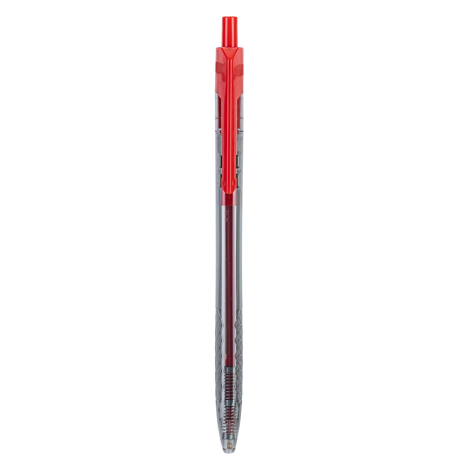 EQ01340 (3) ديلي قلم حبر جاف كباس - بدن شفاف - 0.7mm - أحمر EQ01340