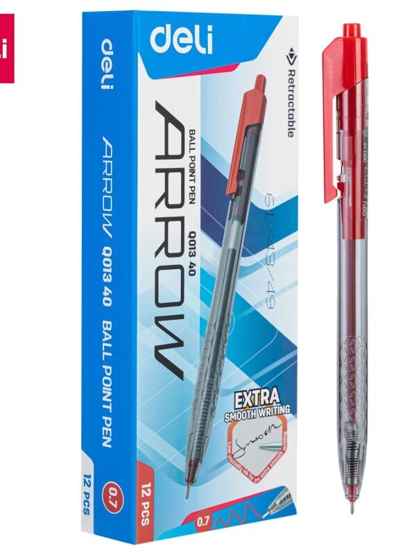 ديلي قلم حبر جاف كباس - بدن شفاف - 0.7mm - أحمر EQ01340
