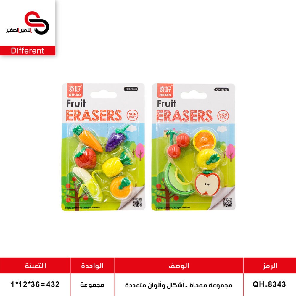 مجموعة ممحاة - أشكال وألوان متعددة (QT12) QT.8339