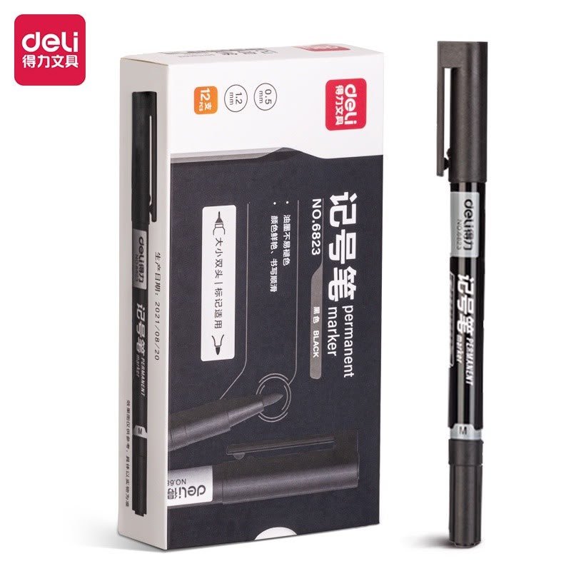 ديلي قلم تخطيط + قلم أسطح ملساء - طرفين 1.2mm / 0.5mm - أسود - 6823-BK