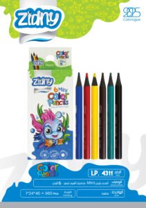 زدني أقلام تلوين - بلاستيك أسود قصير - 6 لون LP.4311