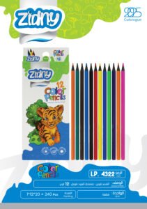 زدني أقلام تلوين - بلاستيك أسود طويل - 12 لون LP.4322