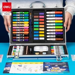 ديلي صندوق ألوان - ألوان تلوين شمع + ألوان تلوين مائي حجري + عصارات تلوين مائي + أقلام - قرشاة - مزاجة - ممحاة ومبرأة - 80 قطعة - E75410