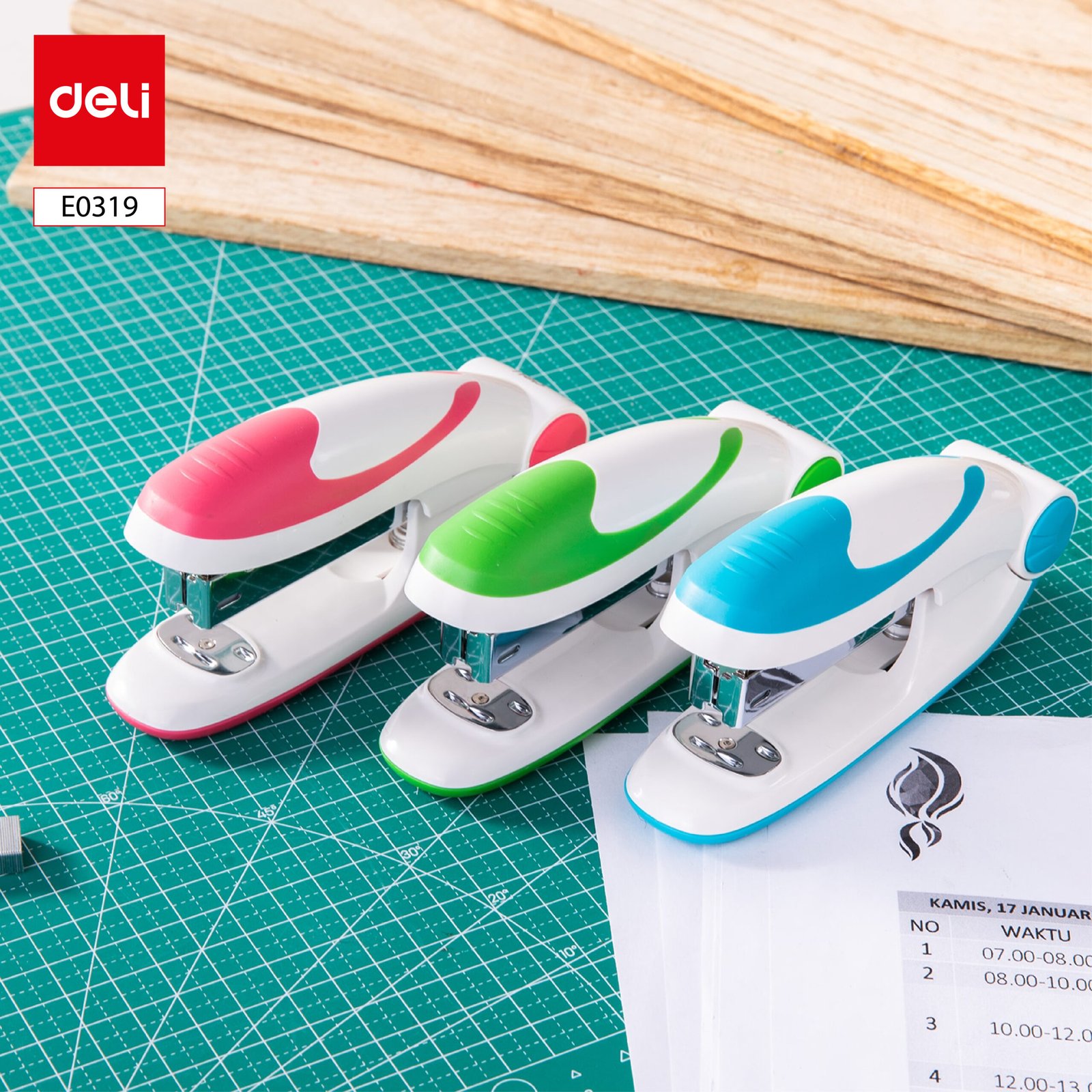 ديلي خرازة مكتبية - سعة 25 صفحة - قياس 24/6 & 26/6 - بدن أبيض (أزرق/ زهر/ أخضر) E0319