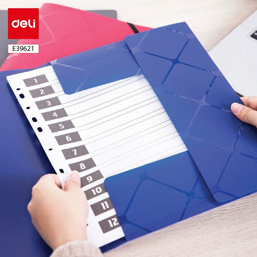 ديلي مصنف جيبة مطبع معينات - قياس A4 - إغلاق بمطاط - ألوان مختلفة E39621