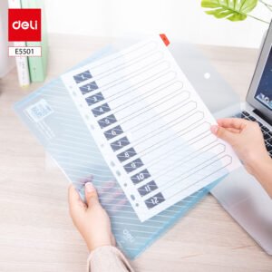 ديلي مصنف كبسة - قياس A4 - سماوي/ شفاف E5501