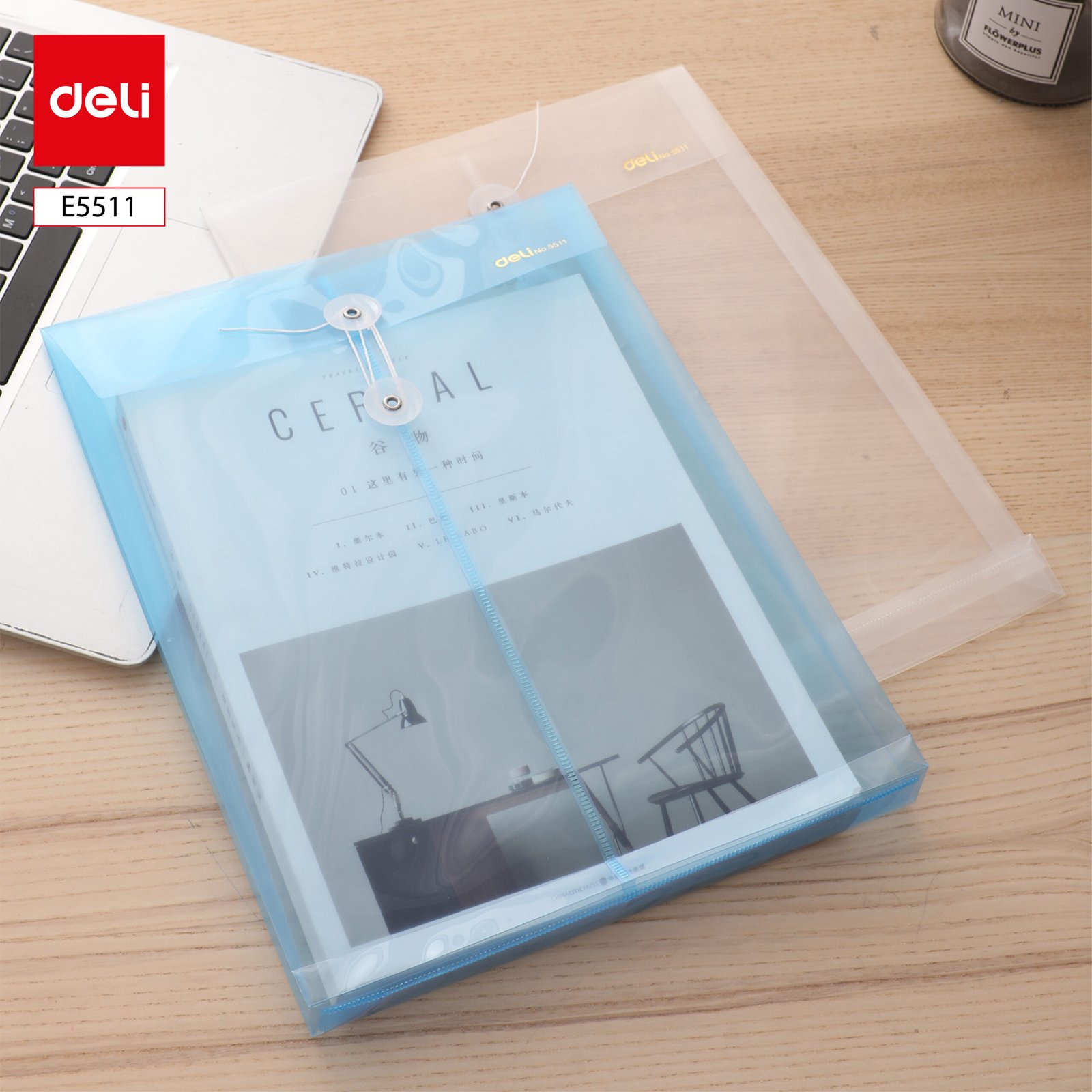 ديلي مصنف كبسة شاقولي - قياس A4 - سماكة 0.16mm - أزرق/شفاف E5511