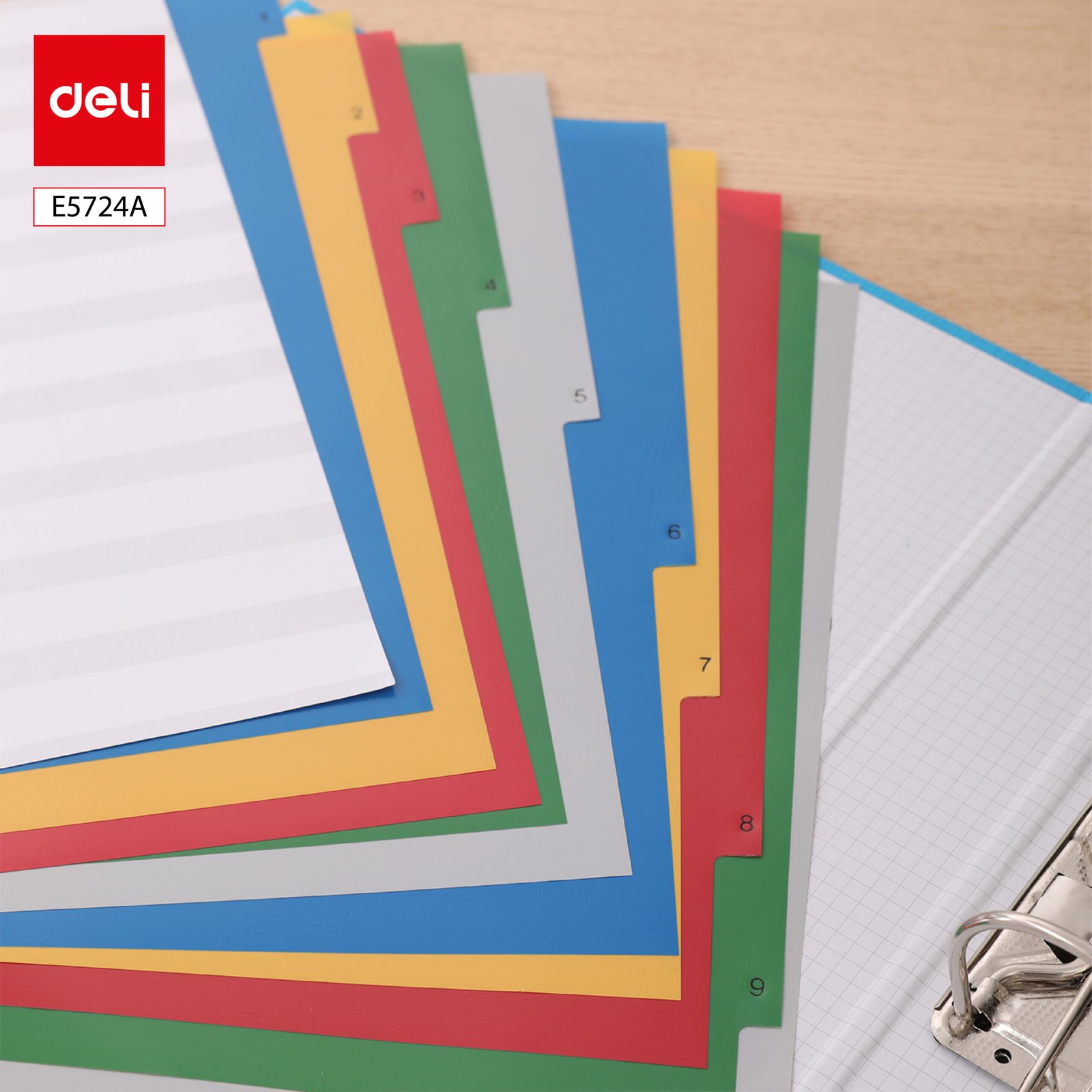 ديلي أطباق فواصل وفهرسة مصنف - 10 فاصل - قياس A4 - ملون E5724A