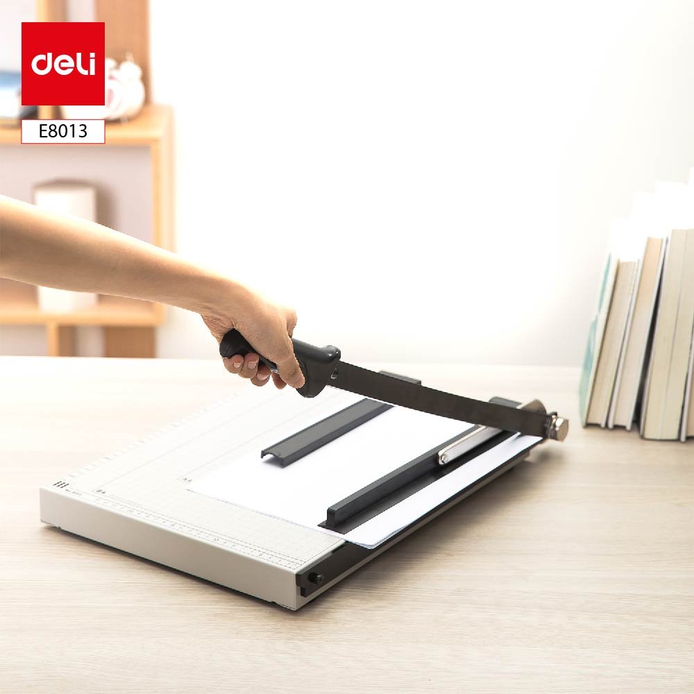 ديلي مقطع ورق سكين معدن - طبلية قياس B3 - مقبض وقفل حماية - أبيض - E8013