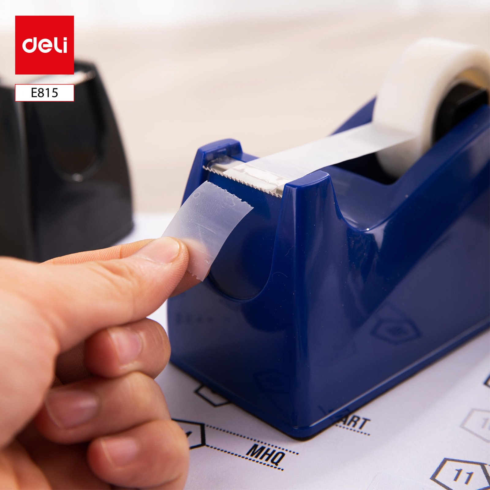 ديلي قاعدة قطاعة شريط لاصق مكتبية - قياس وسط - أسود / كحلي E815