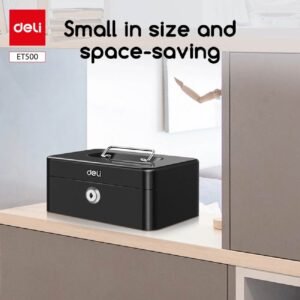 ديلي صندوق نقود صغير - حماية مفتاح - مقبض علوي - قياس 9*20*16 سم - أسود - ET500