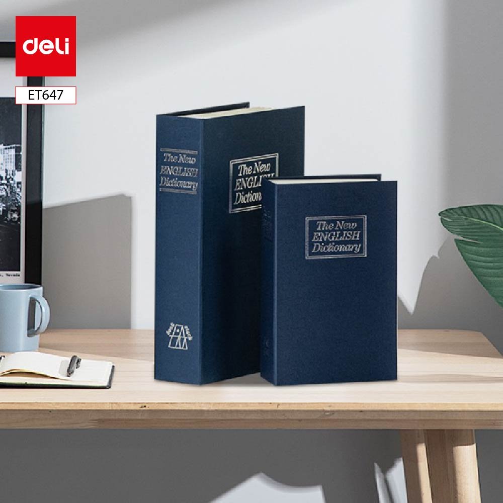 ديلي صندوق نقود - شكل كتاب - حماية أرقام - قياس 24*15*5.5 سم - أزرق - ET647