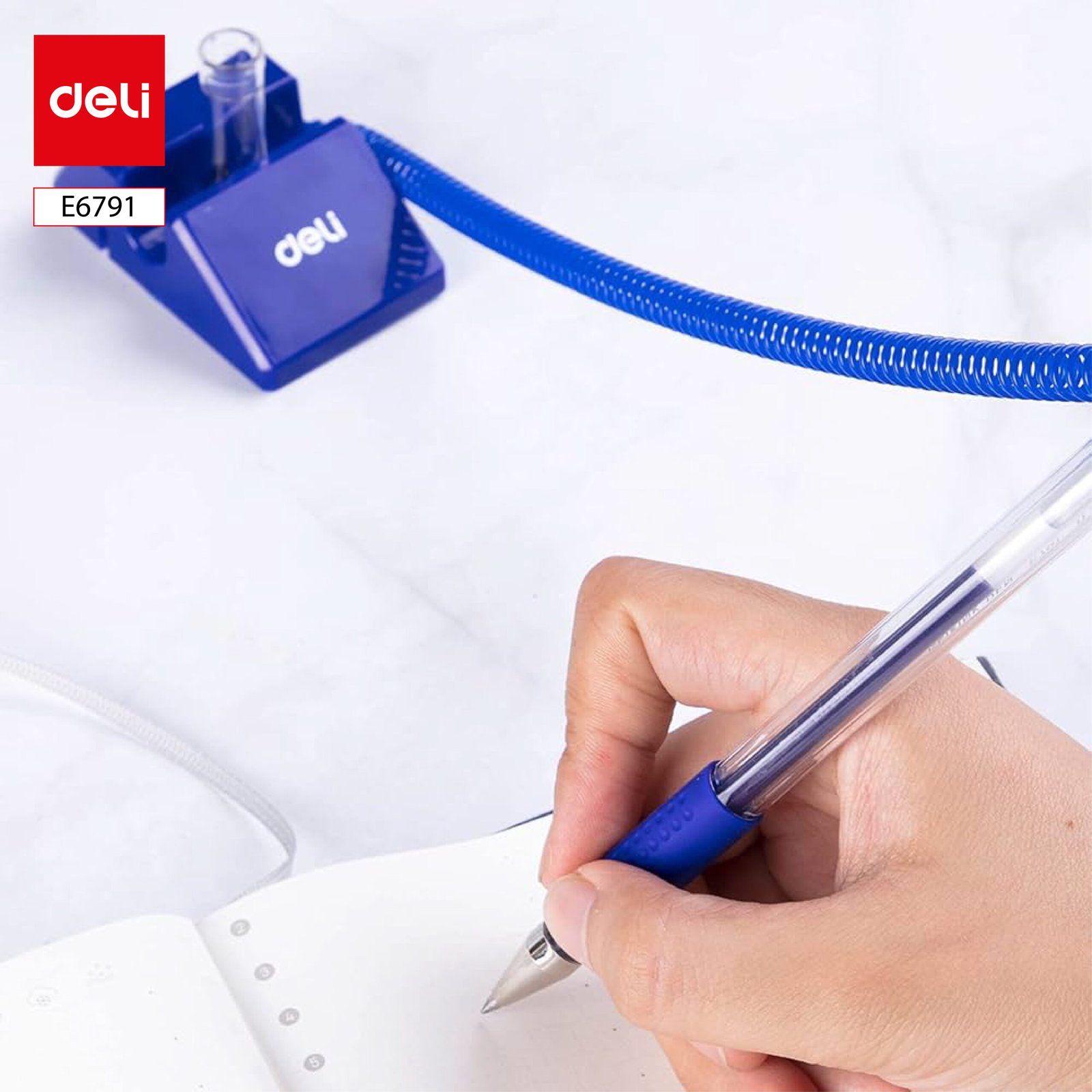 ديلي قلم مكتب حبر جل 0.5 مم - قاعدة تثبيت مع نابض حركة 180° للقلم - أزرق - E6791-BL