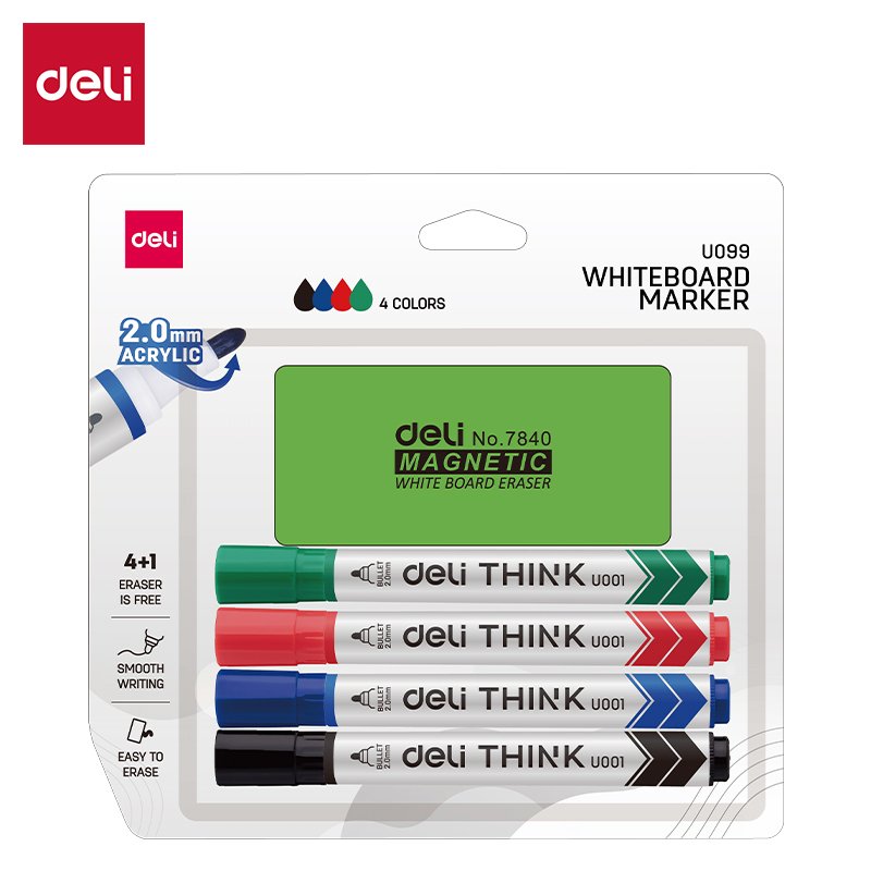 ديلي قلم لوح سبورة - 2 مم - 4 أقلام + ممحاة سبورة - (أزرق/أسود/أحمر/أخضر) EU099