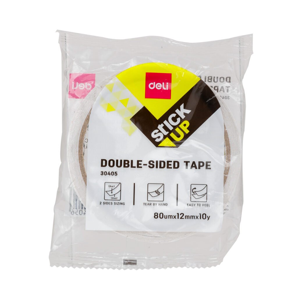 E30405-4 ديلي بكرة شريط لاصق وجهين - 10 يارد - ورق - عرض 12 مم - سماكة 0.8 مم - أبيض E30405