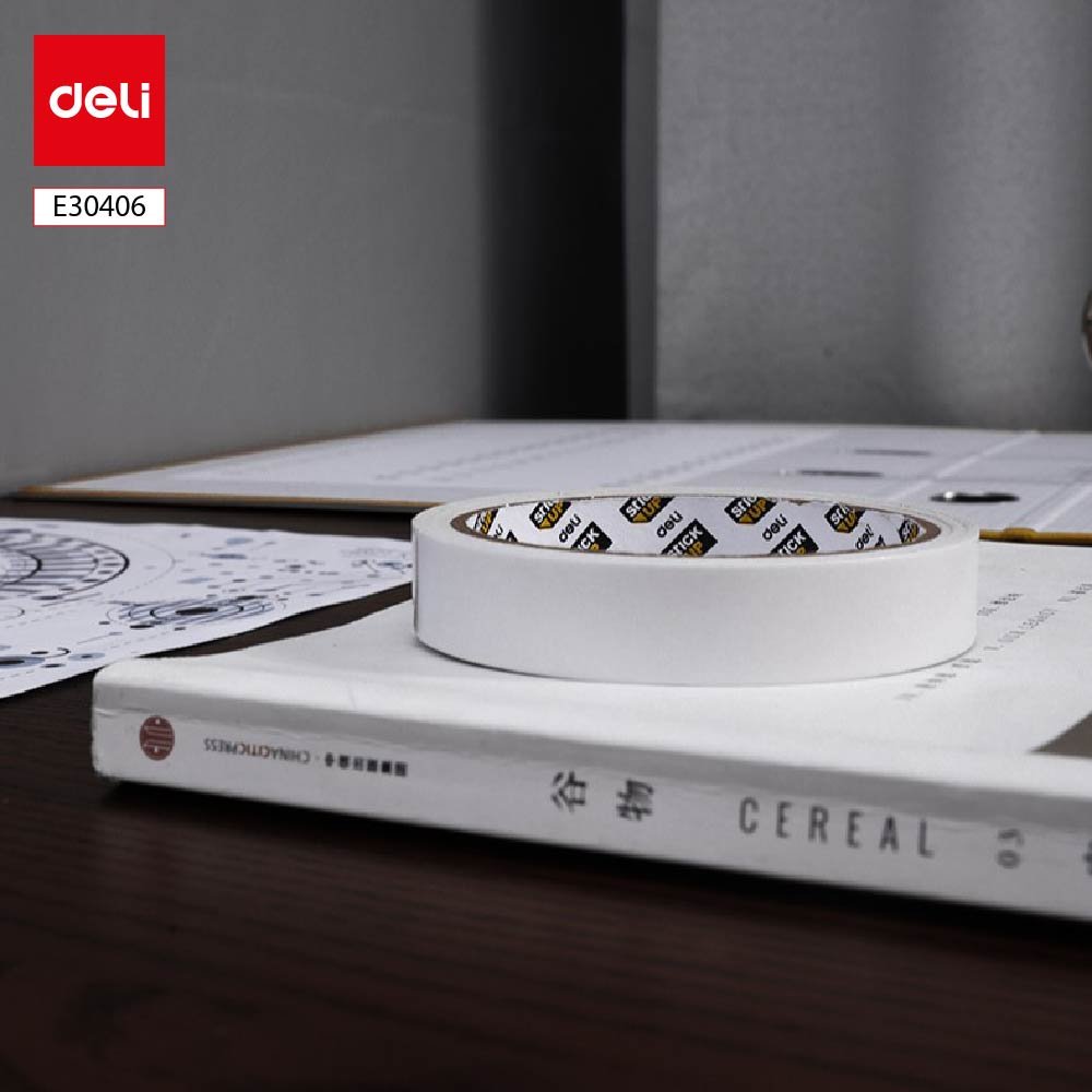 E30406-2 ديلي بكرة شريط لاصق وجهين - 10 يارد - ورق - عرض 18 مم - سماكة 0.8 مم - ابيض E30406