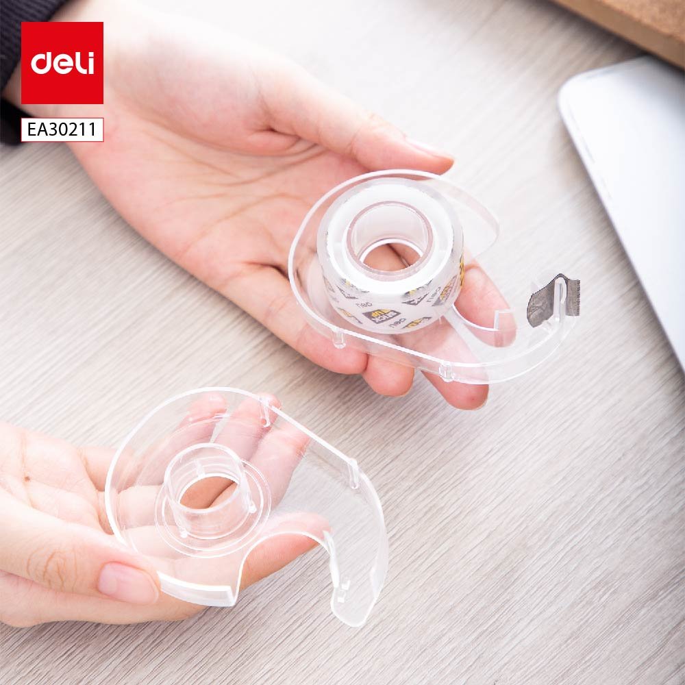 EA30211 ديلي بكرة شريط لاصق - شفاف - 8 يارد - عرض 18 مم - مع قاعدة مكتبية للتحكم والقطع - شفاف EA30211