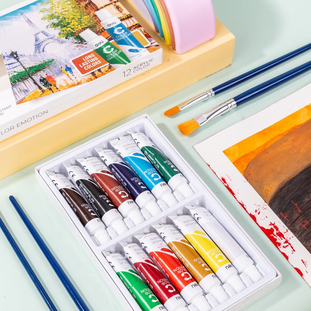 EC12-12-4 ديلي تلوين أكرليك عصارة 12 مل - 12 لون - مع فرشاة - EC12-12