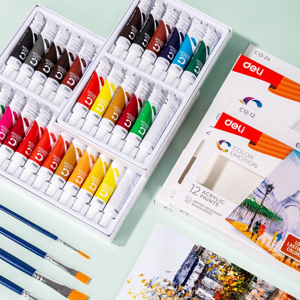 EC12-12-5 ديلي تلوين أكرليك عصارة 12 مل - 12 لون - مع فرشاة - EC12-12