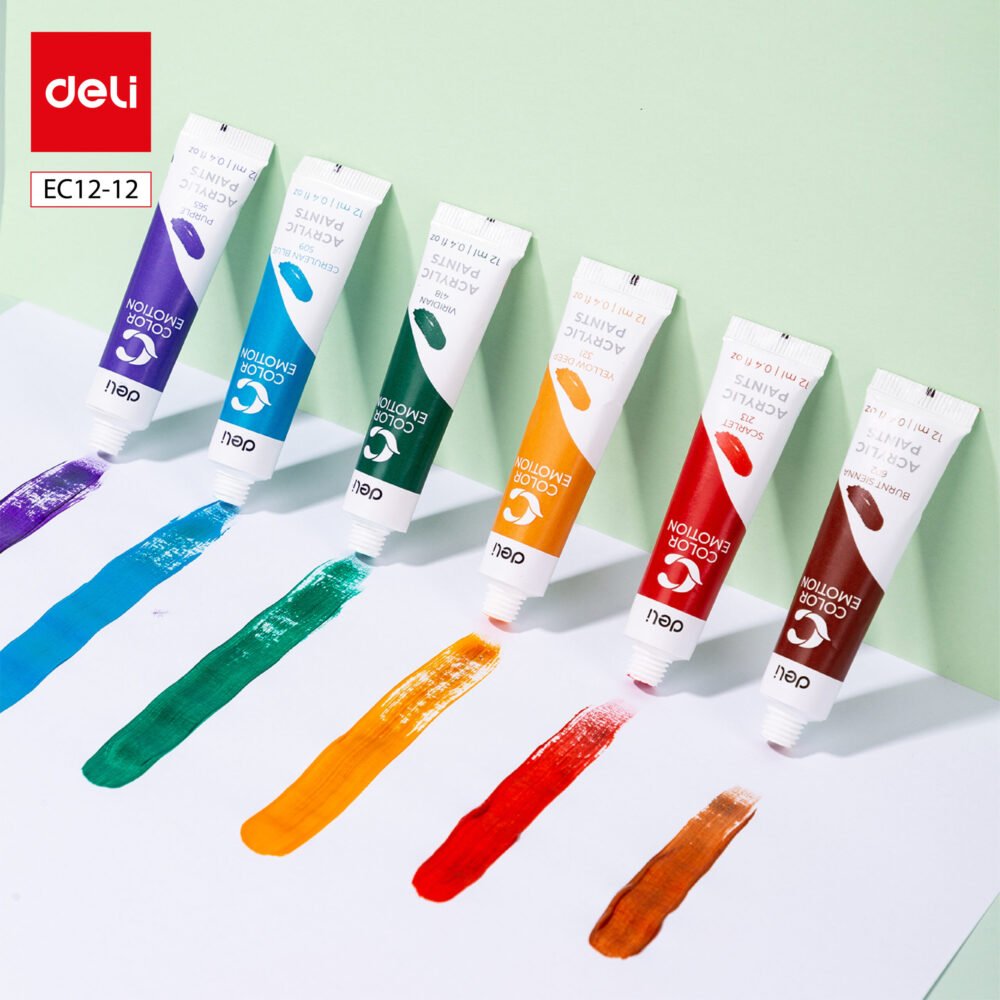EC12-12 ديلي تلوين أكرليك عصارة 12 مل - 12 لون - مع فرشاة - EC12-12