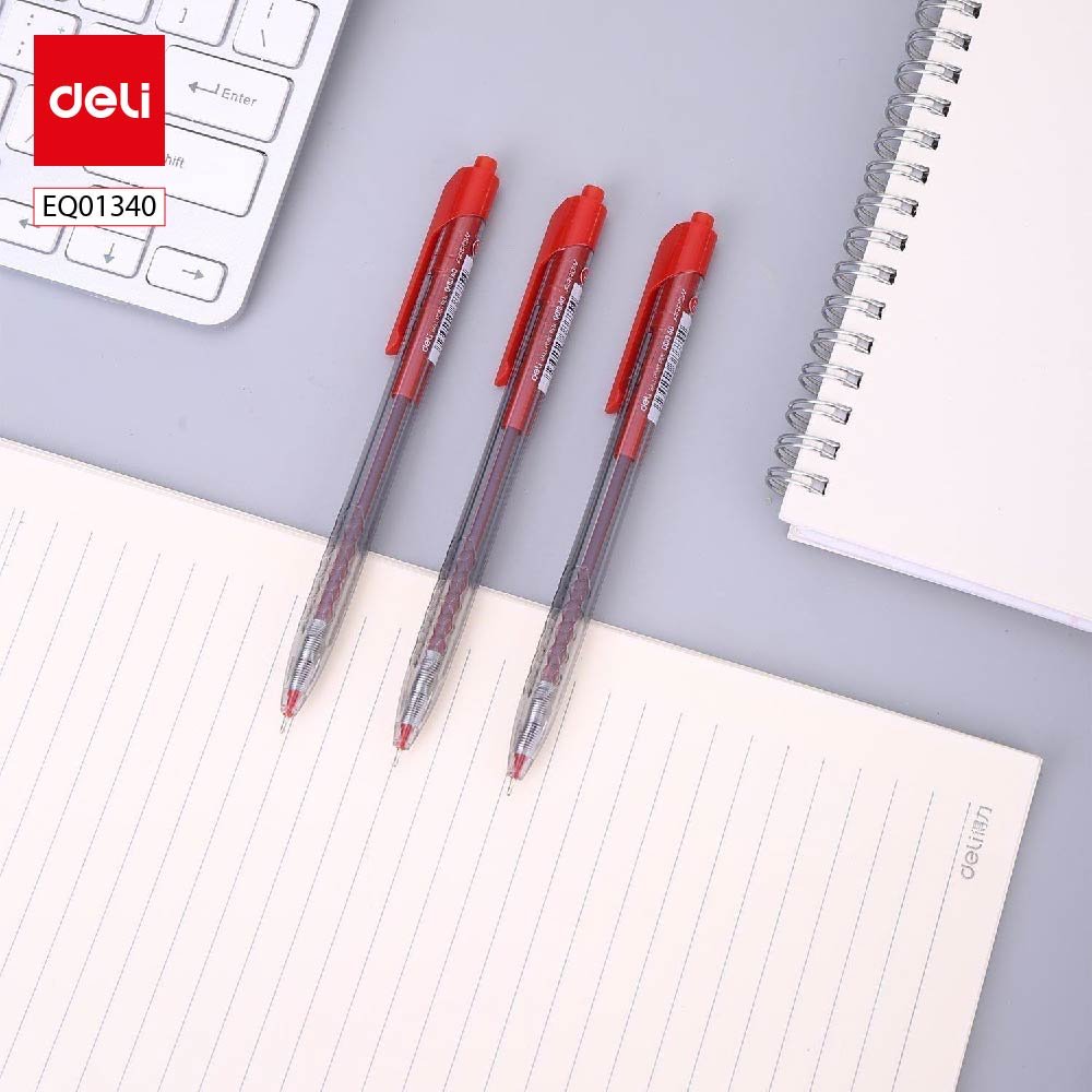 ديلي قلم حبر جاف كباس - بدن شفاف - 0.7mm - أحمر EQ01340